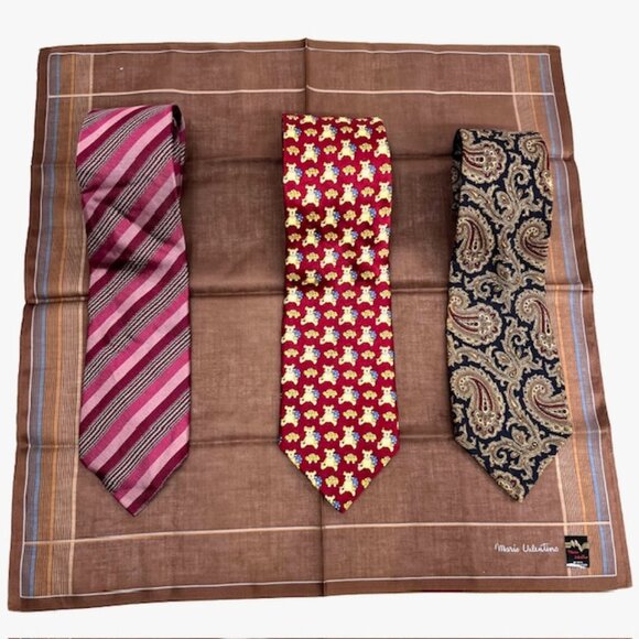 Set: 3 Valentio Neckites Burgendy Bear/Striped + 1 Valentino Mario Burgendy (61) - Picture 2 of 11